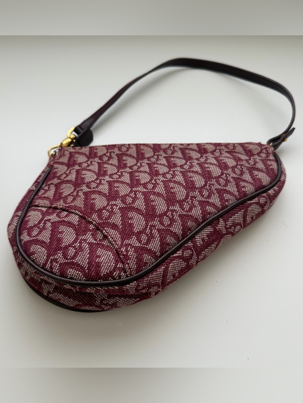 Dior Burgundy Diorissimo Trotter Mini Saddle Shoulder Bag - Picture 4 of 7